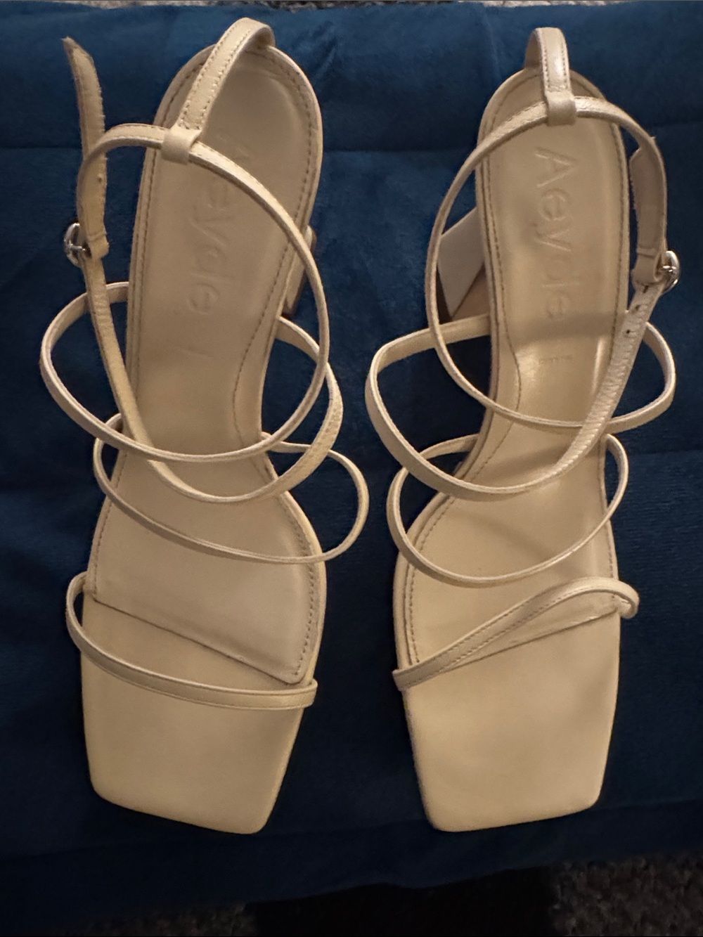 Aeyde Ivory Multi-Strap Square-Toe Sandals